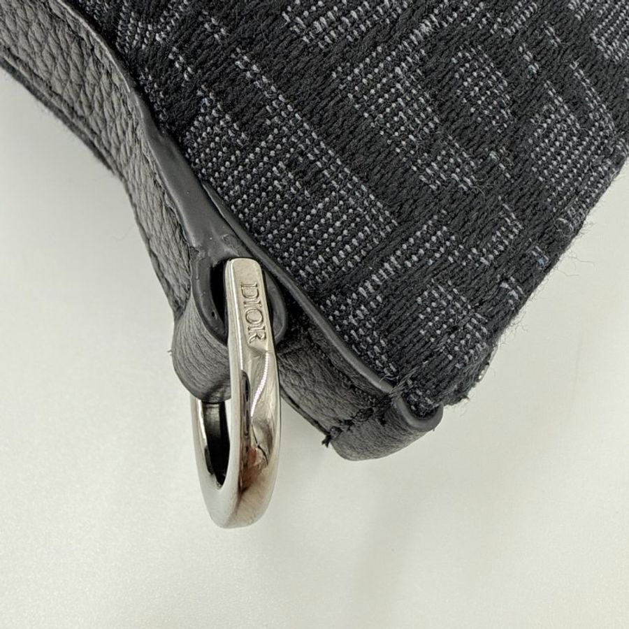 CHRISTIAN DIOR - 黑色牛皮銀釦緹花Weekender 25 包-15