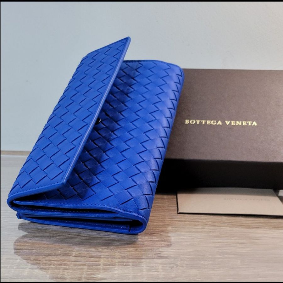 BV 🔷️質感藍 全新 編織長夾 雙面可用-6