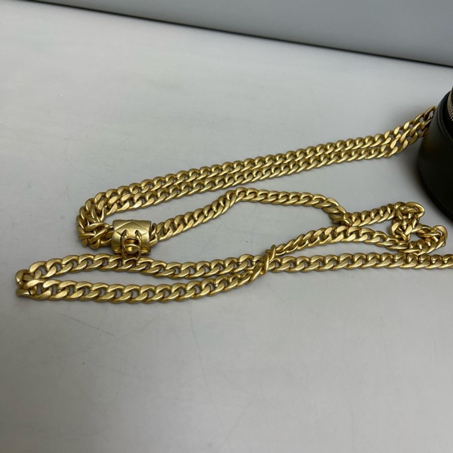 97新❤️Chanel香奈兒 軍綠色全皮菱格金柱圓餅包 芯片-7