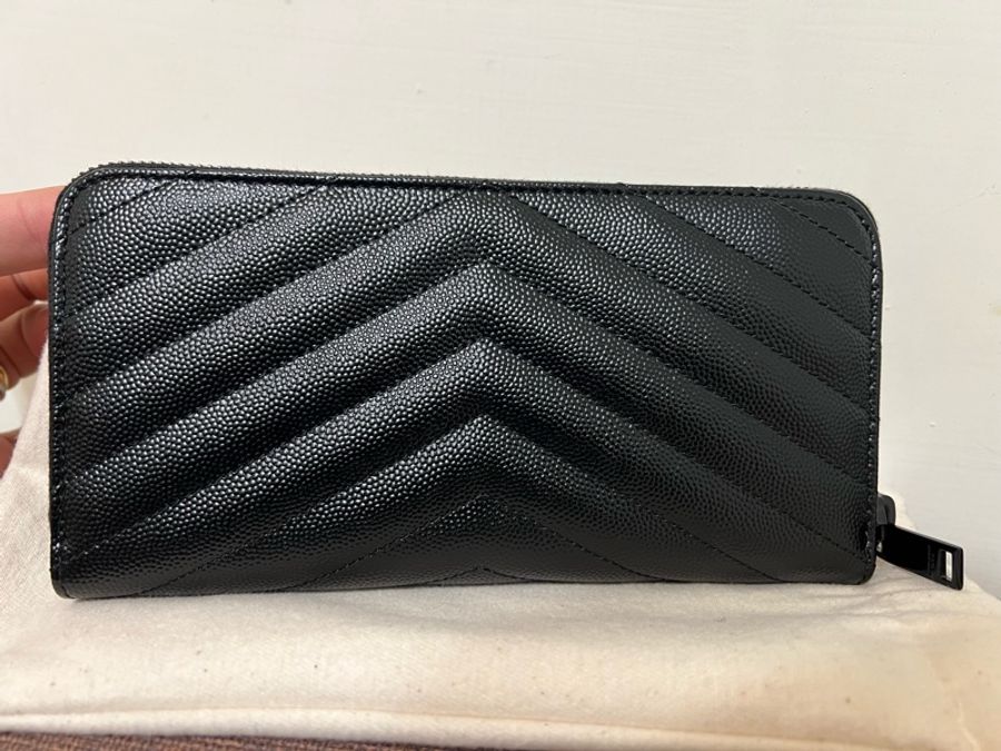 YSL So Black Logo山形紋長夾-9