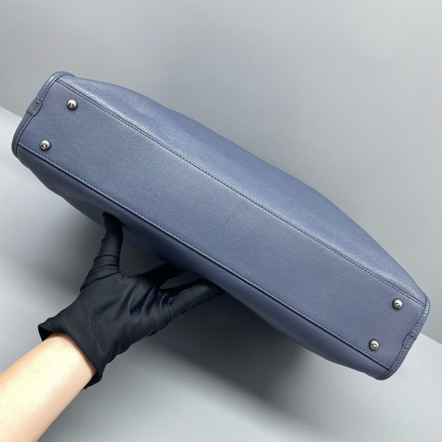 LOEWE羅意威藍色手提公文包  缺肩帶  41*28*10cm無附件-2