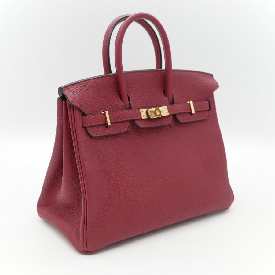 Hermès 愛馬仕 Birkin 25 BK25 酒紅色 Togo 牛皮 手提包 鉑金包 X 刻-2