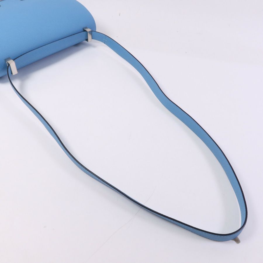 HERMES Epsom皮革Constance 24銀扣肩背袋Bleu du Nord/Rouge de Coeur-8