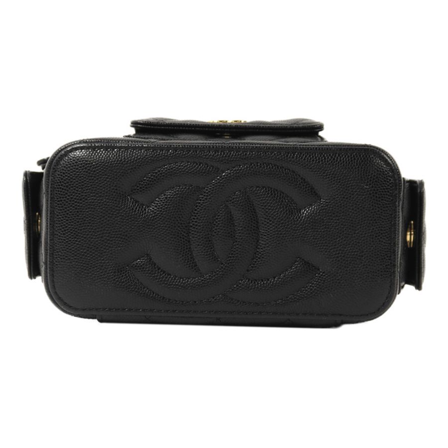 CHANEL 牛皮皮革Vanity Case金扣鏈帶肩背袋-3
