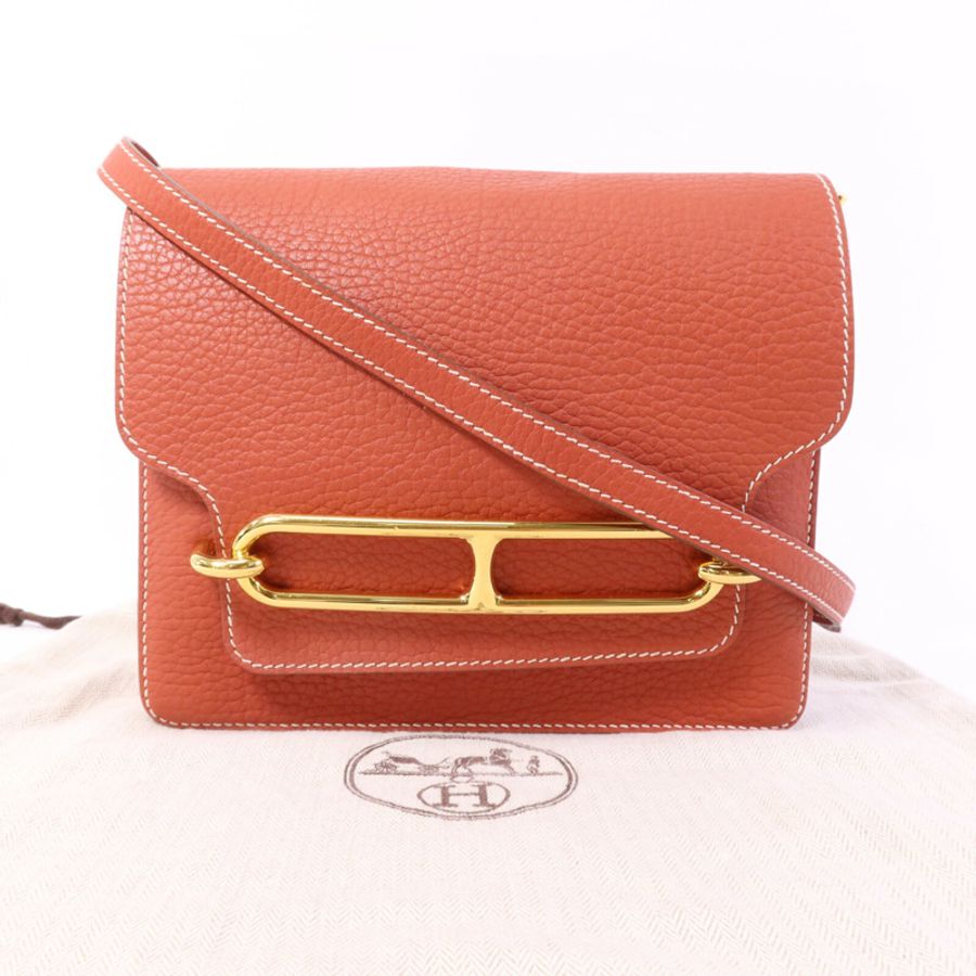 HERMES Clemence皮革 Roulis 23金扣肩背袋-9