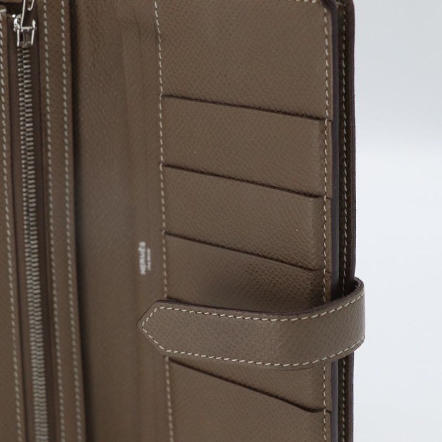 Hermès 愛馬仕 Béarn Soufflet 大象灰 Epsom 銀扣 長夾-9