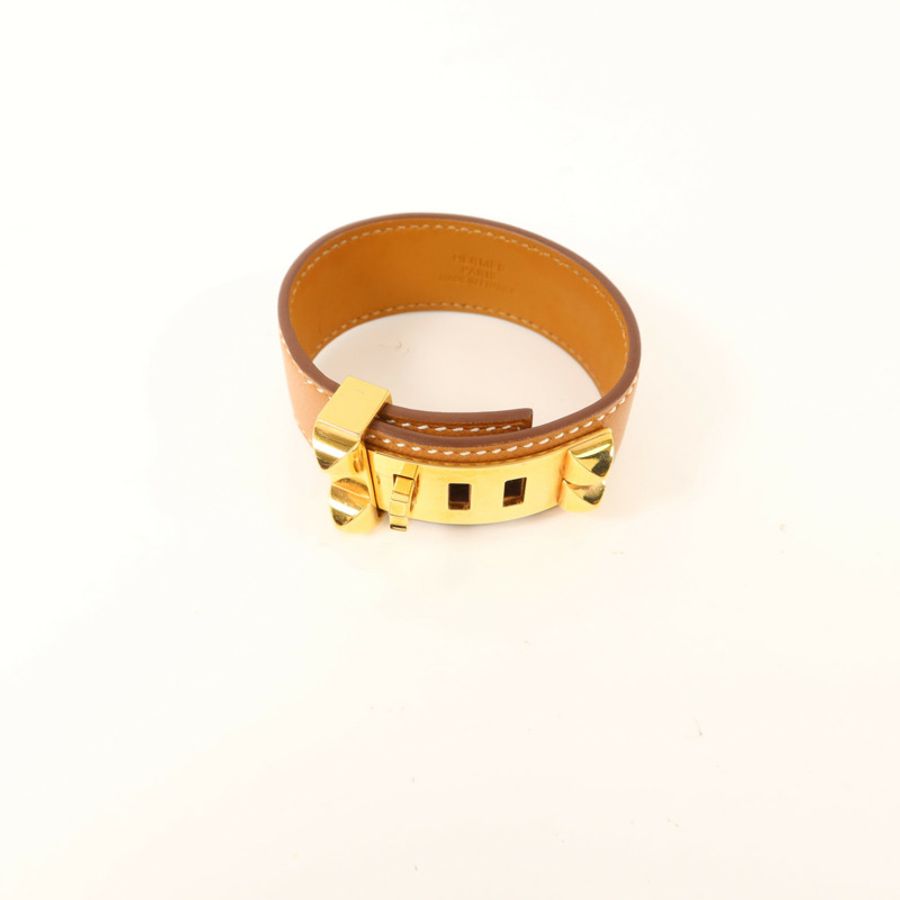 HERMES Epsom皮革CDC 24金扣手鐲Gold-4