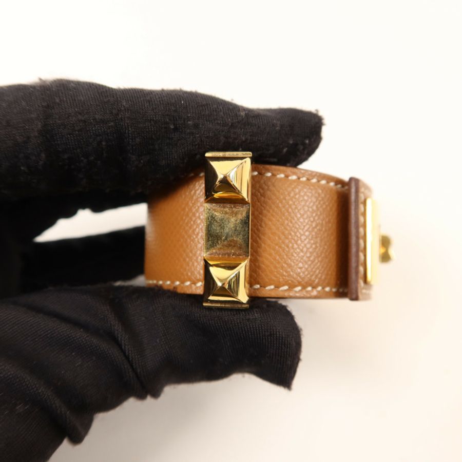 HERMES Epsom皮革CDC 24金扣手鐲Gold-12