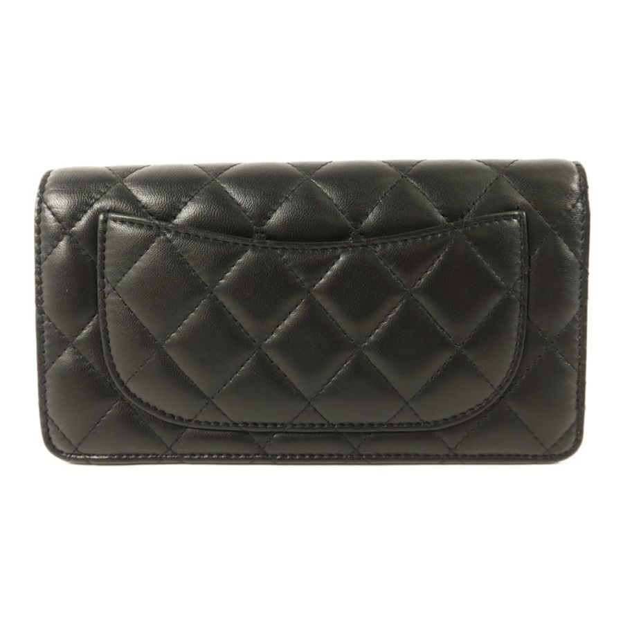 CHANEL 羊皮皮革Long Bifold Wallet金扣長錢包-1