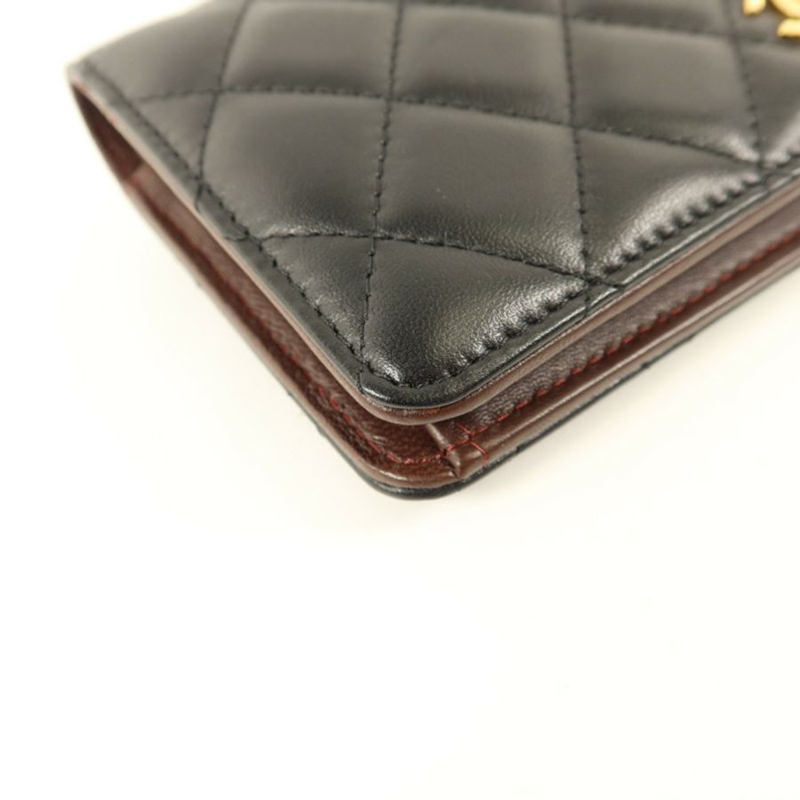 CHANEL 羊皮皮革Long Bifold Wallet金扣長錢包-12