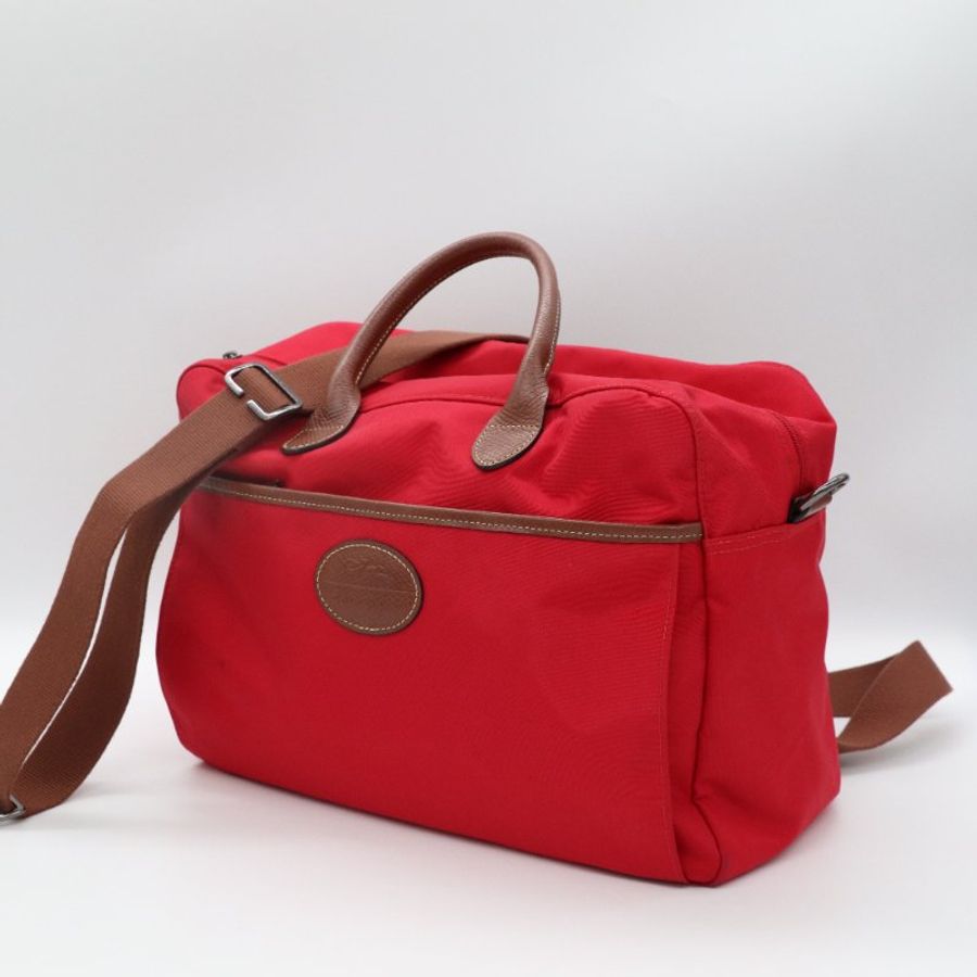 Longchamp 紅色尼龍 斜背包 肩背包 旅行包-1