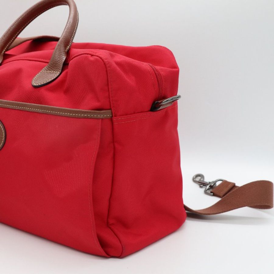 Longchamp 紅色尼龍 斜背包 肩背包 旅行包-3