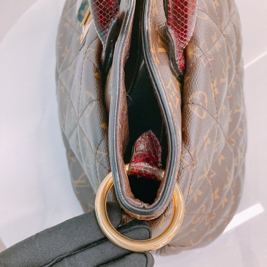 MS0597 Louis Vuitton 路易威登 稀有皮款 蛇皮 鴕鳥皮 帆布 手提包 大號 單肩 經典老花紋 Etoile Exotic Tote Bag GM Python,Ostrich and Canvas Monogram x GHW-14