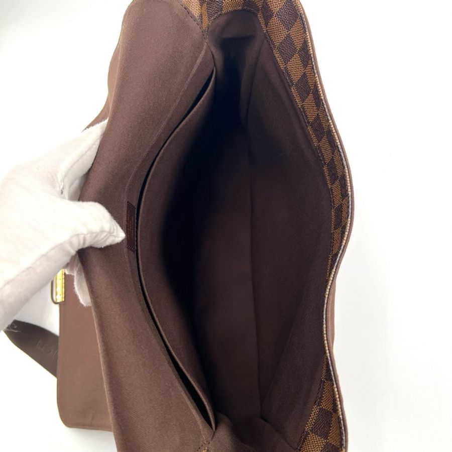 Louis Vuitton/路易威登/LV/男款棕色棋盤格翻蓋斜挎公文包/-5