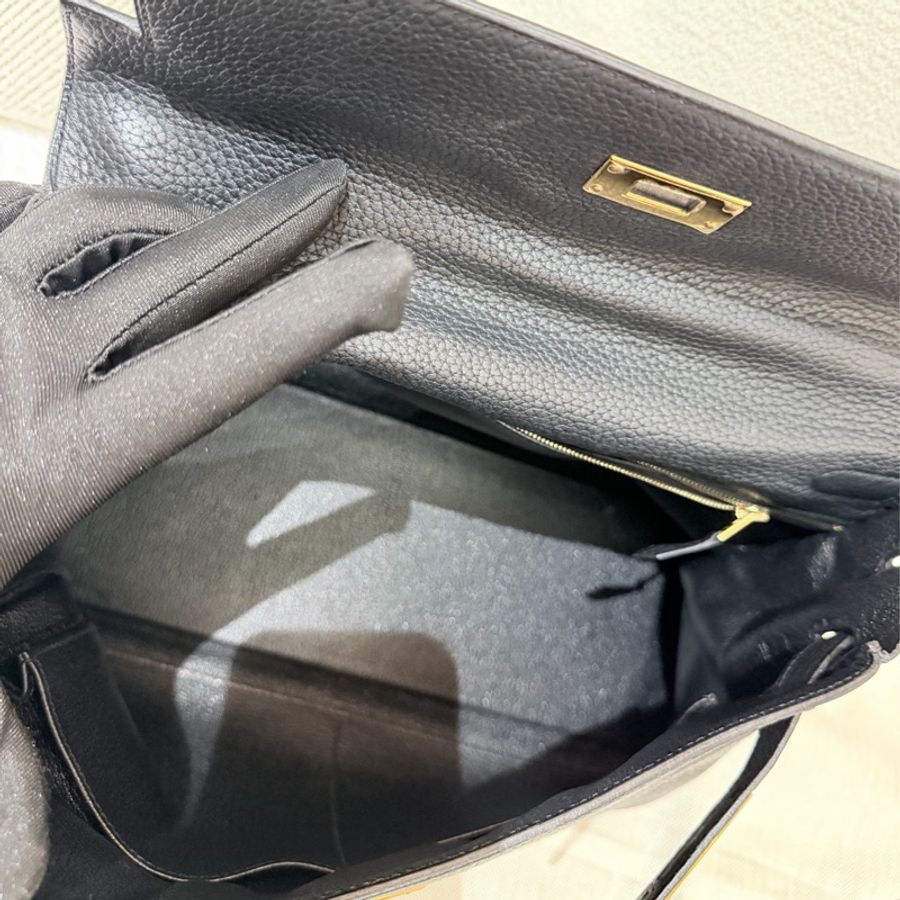 Hermes Kelly 32/ 黑色 金扣/ T刻-9