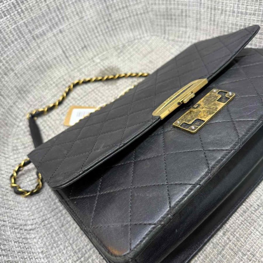 【90新✨中古稀有款❗️全網獨家】Chanel 牛皮菱格紋Vintage 口蓋包｜斜背包｜肩背包｜鏈條包-4