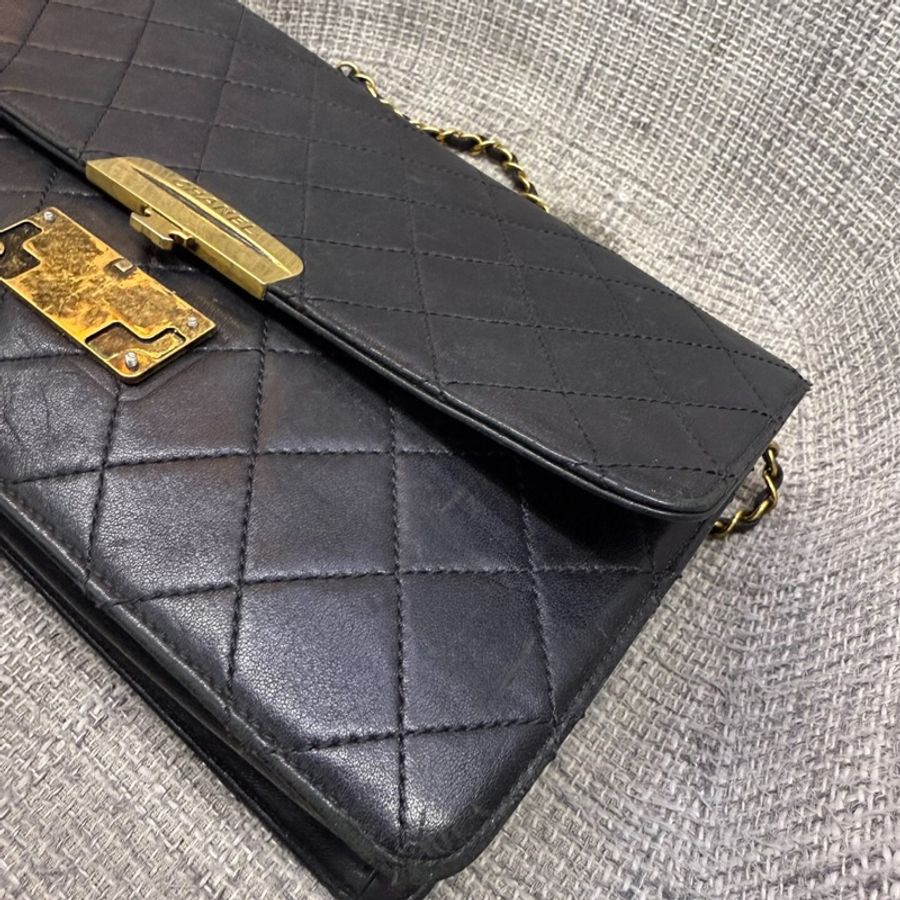 【90新✨中古稀有款❗️全網獨家】Chanel 牛皮菱格紋Vintage 口蓋包｜斜背包｜肩背包｜鏈條包-5