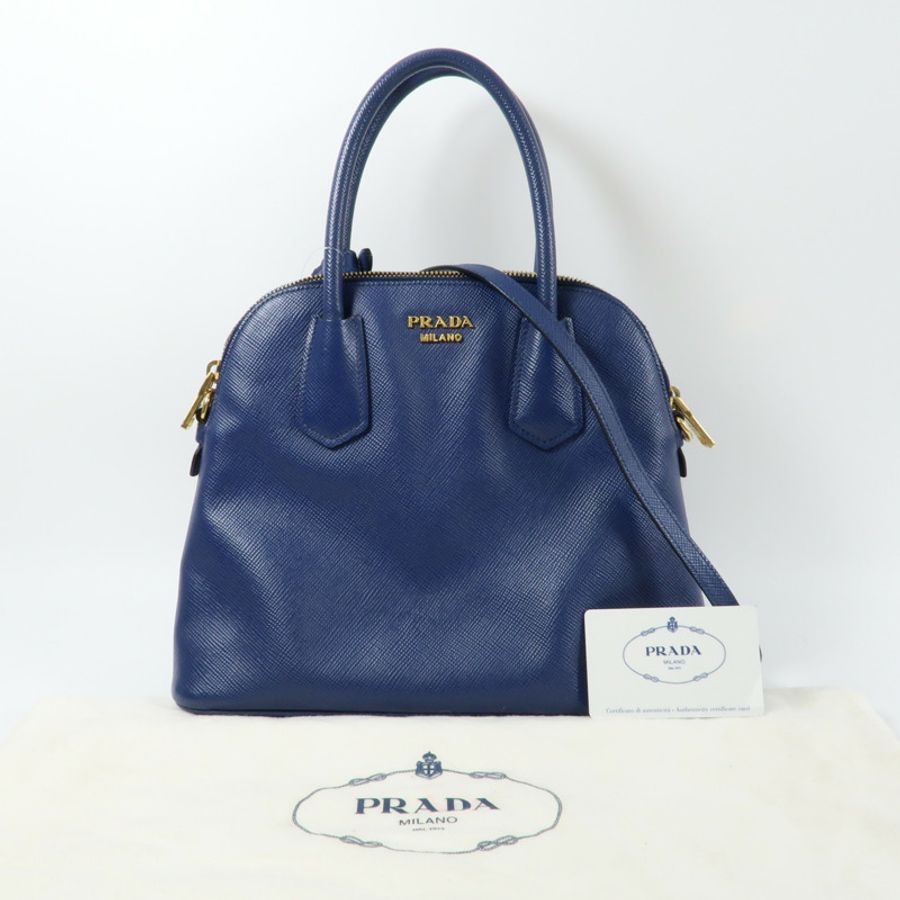 PRADA 牛皮皮革2way Shoulder金扣手挽肩背兩用袋-17