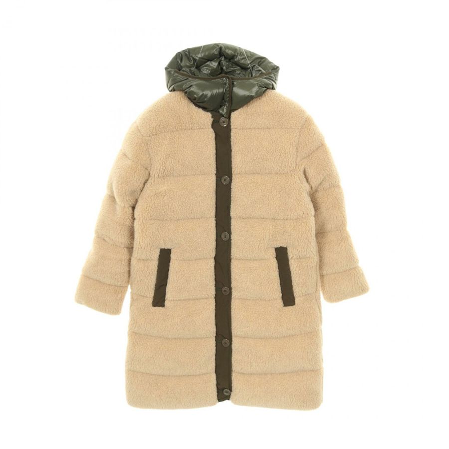 MONCLER CHARAMILLON 仿毛皮羽絨外套 聚酯纖維 米色 #0 二手 女款-0