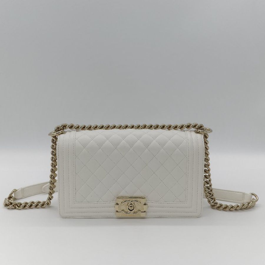 Chanel 香奈兒 Leboy 中型 粒面牛皮 白雪公主 鏈條包 斜挎包 單肩包 兩用包-1