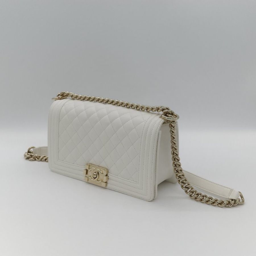 Chanel 香奈兒 Leboy 中型 粒面牛皮 白雪公主 鏈條包 斜挎包 單肩包 兩用包-3