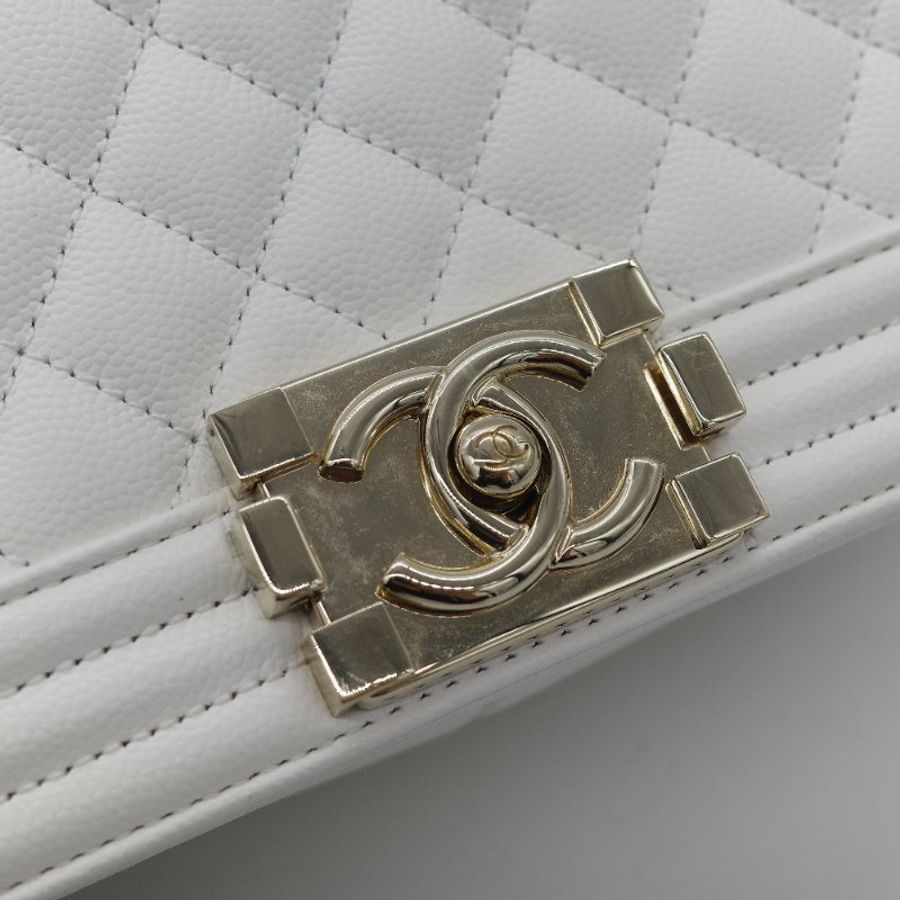 Chanel 香奈兒 Leboy 中型 粒面牛皮 白雪公主 鏈條包 斜挎包 單肩包 兩用包-34