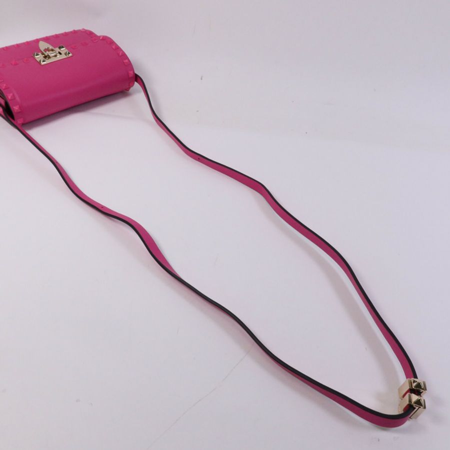 Valentino 牛皮皮革Rockstud 23金扣肩背袋-8