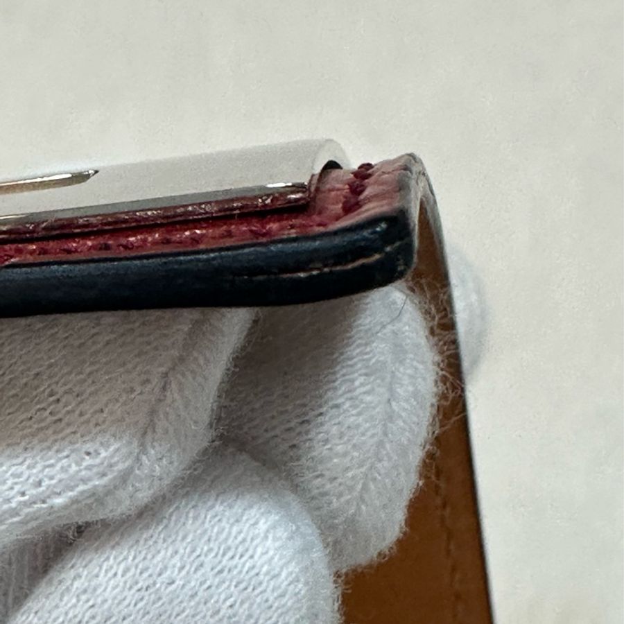 Hermes 紅鱷魚皮銀釦鉚釘手環 CDC-27