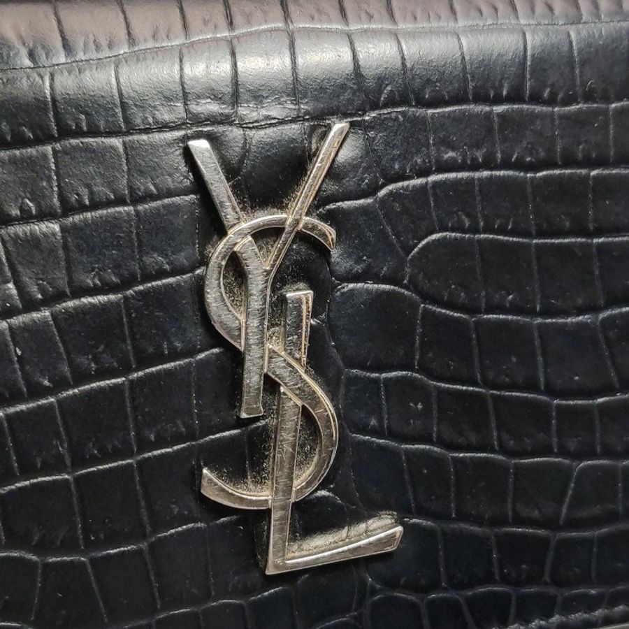 Saint Laurent Sunset日落包迷你牛皮純色鱷魚紋YSL標誌單肩包-10