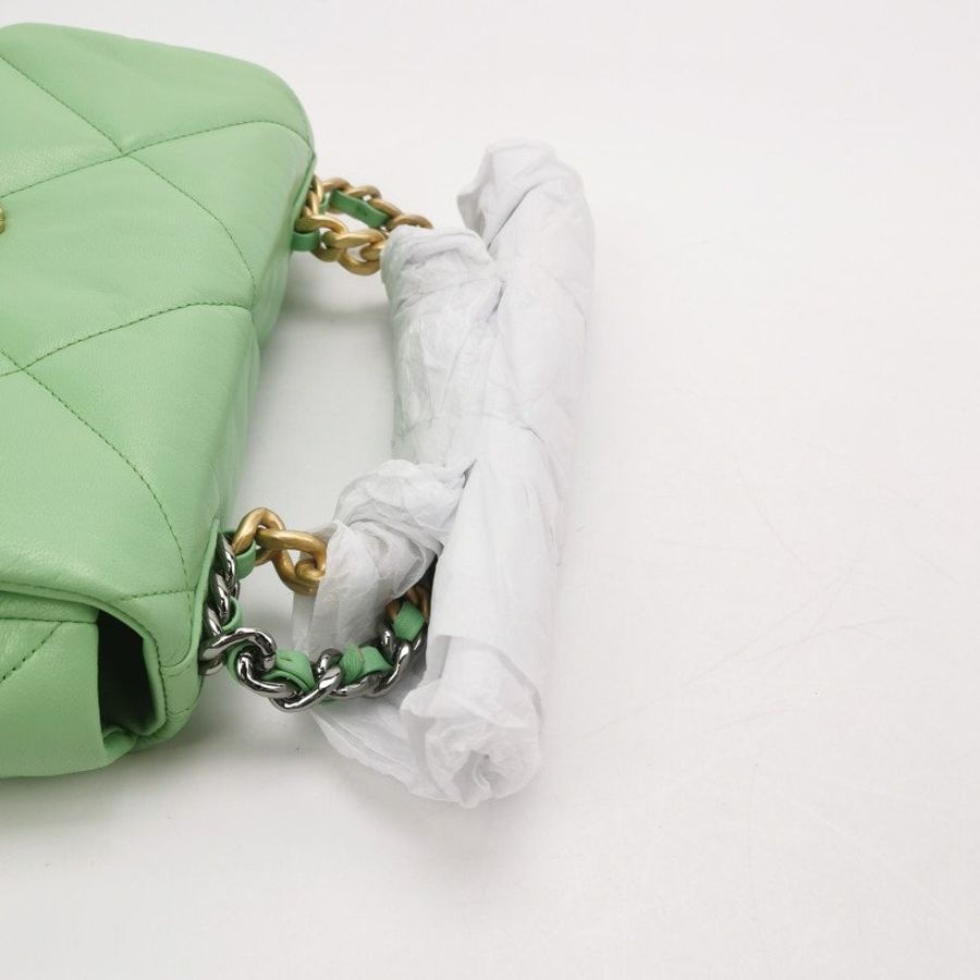 Chanel 19 Bag 小號 羊皮菱格絎縫穿皮雙C扣單肩包 9.8新-7