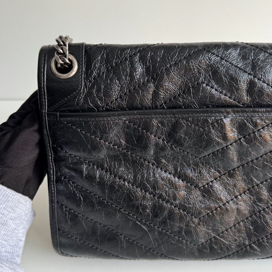 99新🆕 Saint Laurent YSL 聖羅蘭 Niki 中號 黑色銀鏈-7