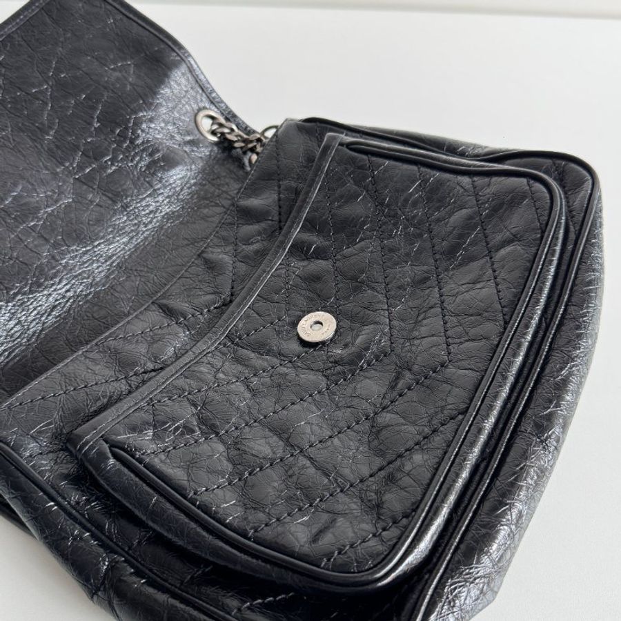99新🆕 Saint Laurent YSL 聖羅蘭 Niki 中號 黑色銀鏈-10