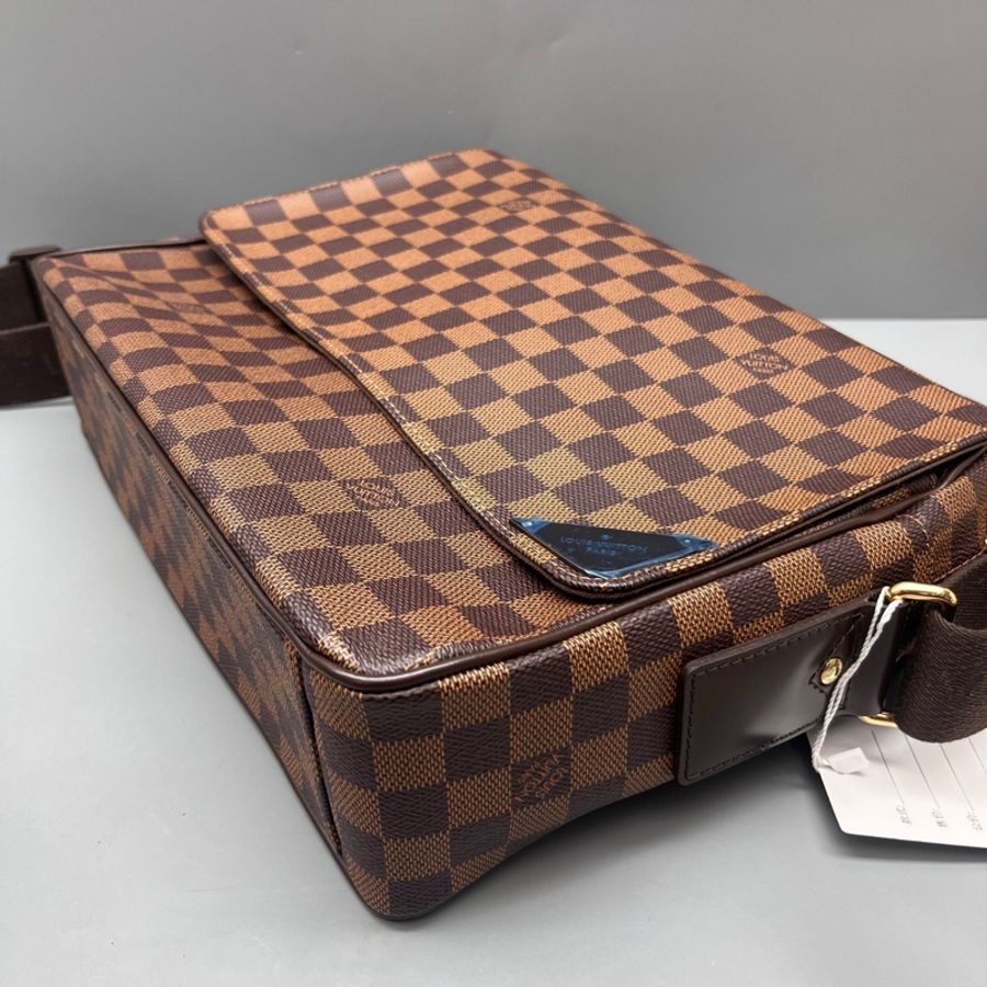 99新LV路易威登 棕棋盤格布魯克林翻蓋郵差包 尺寸32*26-5
