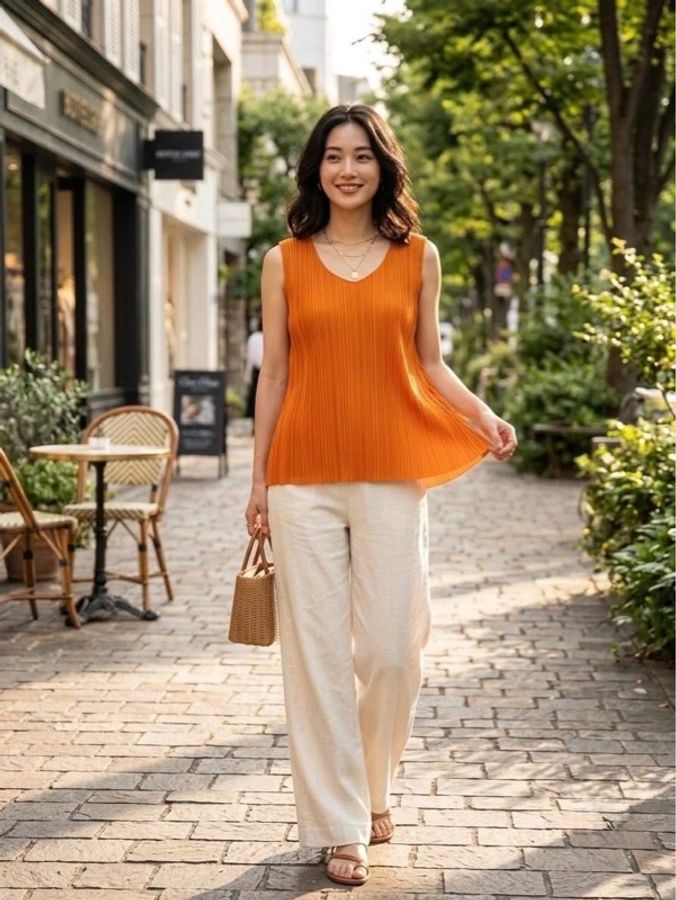 三宅一生PLEATS PLEASE ISSEY MIYAKE 亮橘上衣-0