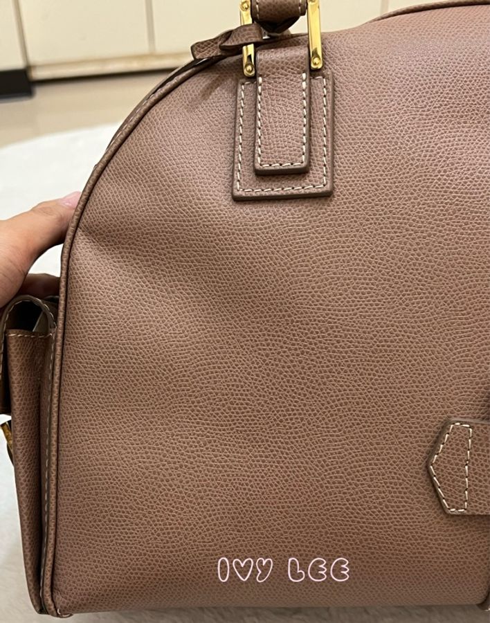 LOEWE Traveler 手提包 藕粉色 保齡球包 波士頓包 正品 二手精品-34