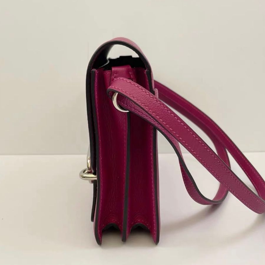 🌈Hermes💜Mini Roulis 19💜玫瑰紫色銀扣🌈99新🌟Evercolor皮🌟miniroulis🌟roulis19🌟豬鼻子🌟愛馬仕🌟-2