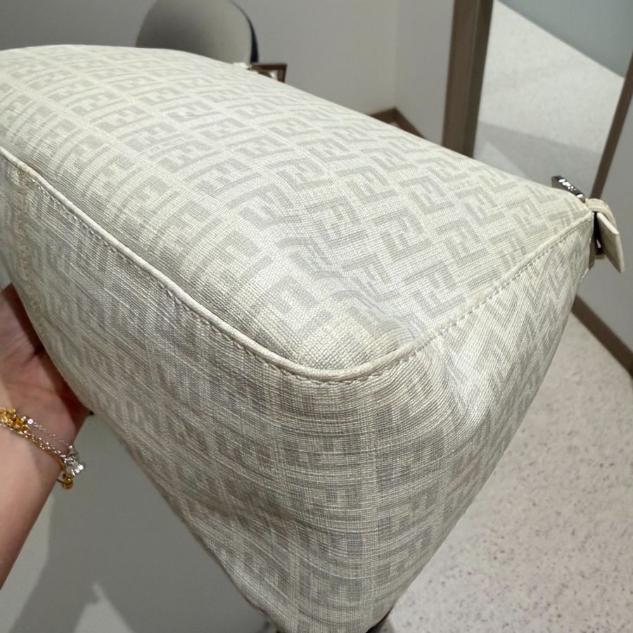 Fendi Zucchino Mama PVC 白 銀鍊 法棍包 肩背包 側背包 手提包-19