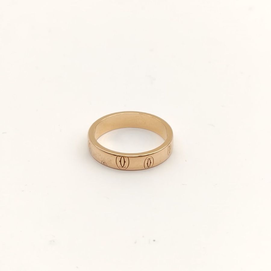 CARTIER 18K玫瑰金生日快樂窄版戒指52碼-2