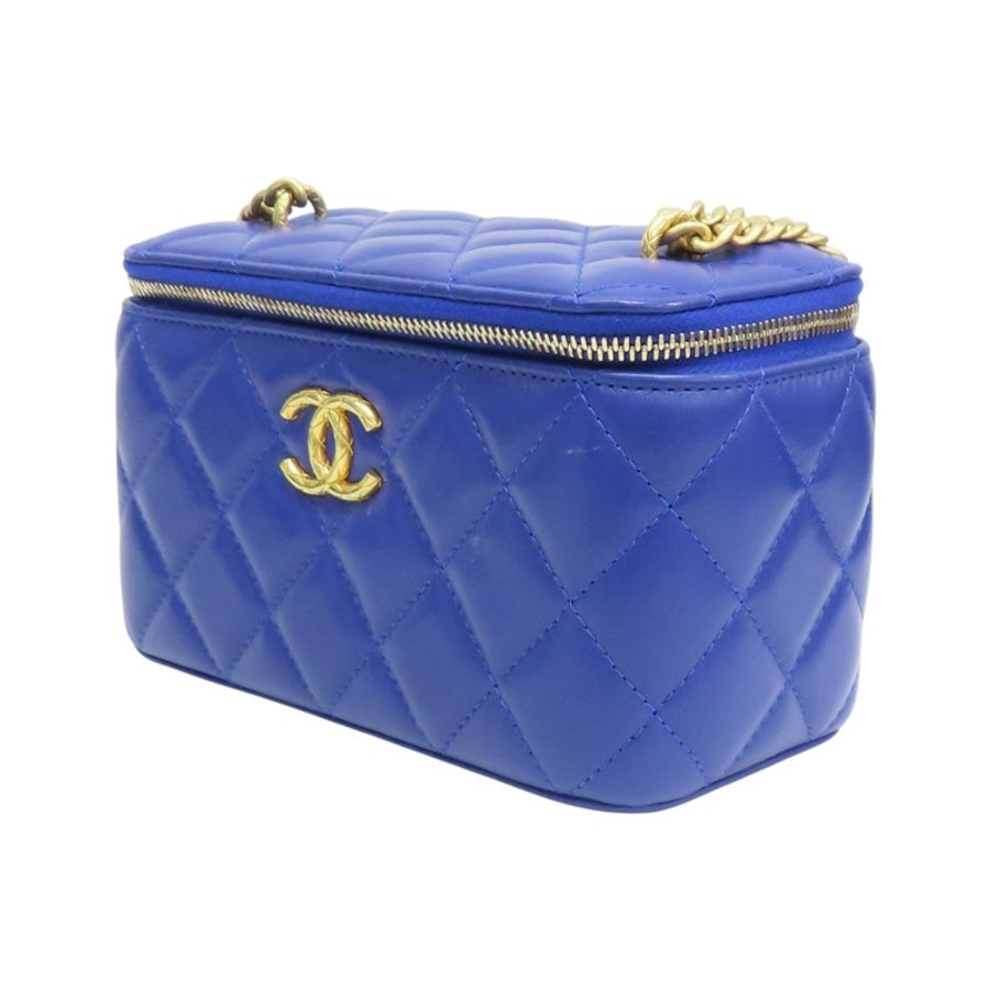 藍色 菱格紋 羊皮 Vanity Shoulder Bag 肩背包【CHANEL 香奈兒】-2