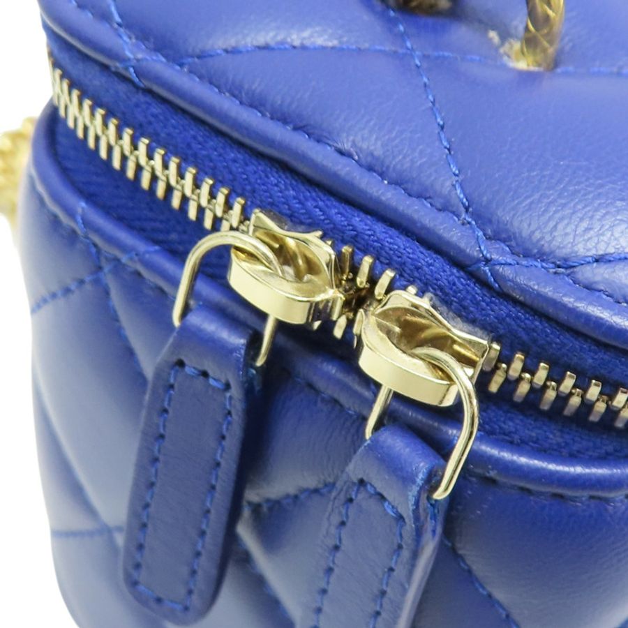 藍色 菱格紋 羊皮 Vanity Shoulder Bag 肩背包【CHANEL 香奈兒】-16