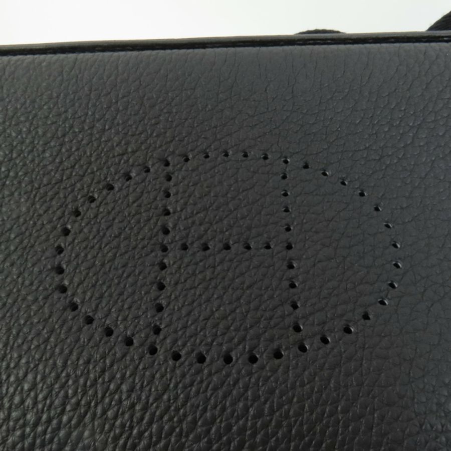 HERMES Togo皮革Videpoches銀扣肩背袋Noir-7