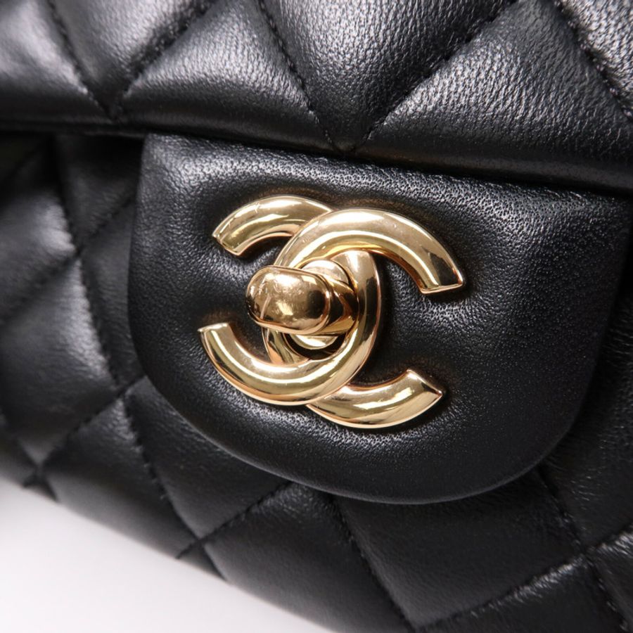 CHANEL 羊皮皮革Classic 25金扣鏈帶肩背袋-6
