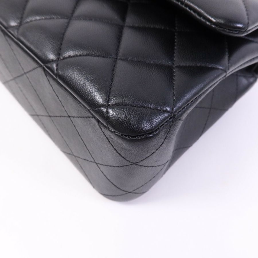 CHANEL 羊皮皮革Classic 25金扣鏈帶肩背袋-10