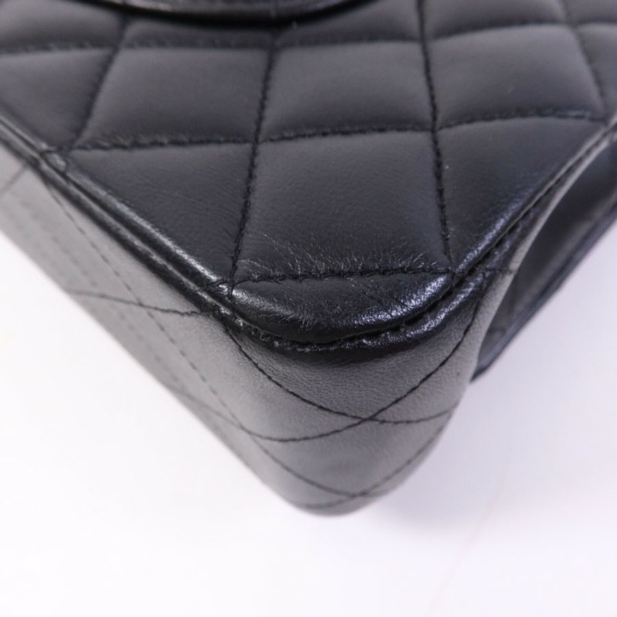 CHANEL 羊皮皮革Classic 25金扣鏈帶肩背袋-12