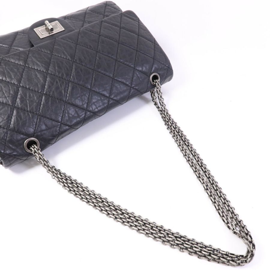CHANEL 牛皮皮革2.55 Large銀扣鏈帶肩背袋-8