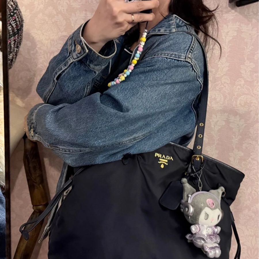 普拉特 深藍色尼龍托特包 prada nylon shoulder tote bag經典 實用性高 包 通勤包 包包 女生 男生-6