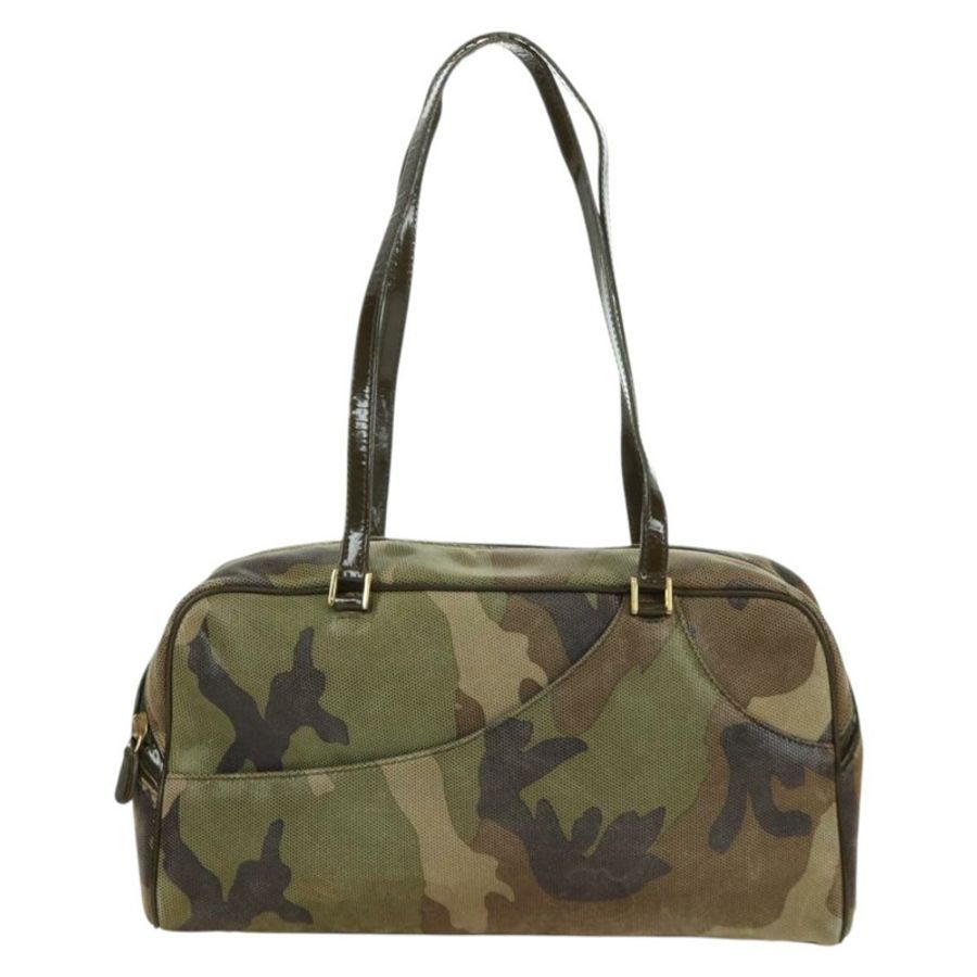 【日本直送】Christian Dior 迷彩手提包 麂皮 卡其色 金色 正品 ARZ664SAV-12