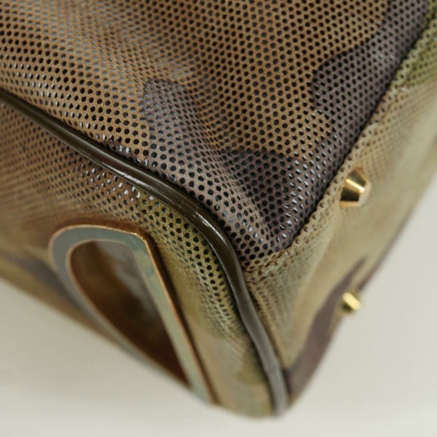 【日本直送】Christian Dior 迷彩手提包 麂皮 卡其色 金色 正品 ARZ664SAV-16
