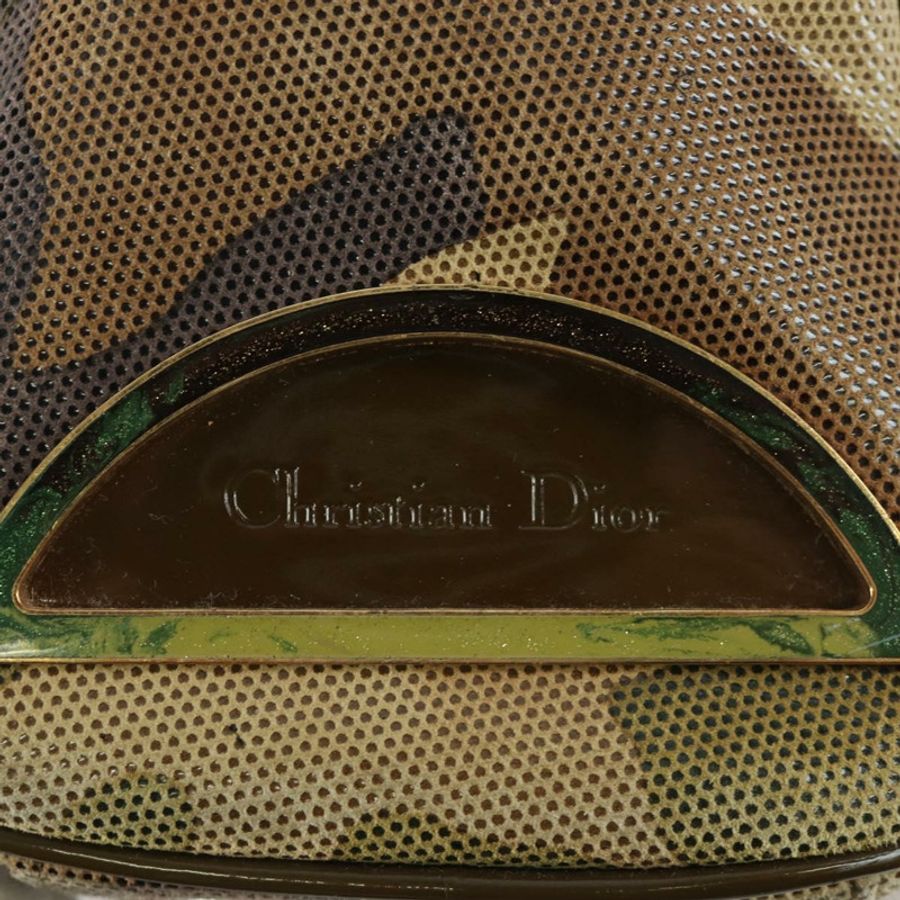 【日本直送】Christian Dior 迷彩手提包 麂皮 卡其色 金色 正品 ARZ664SAV-18
