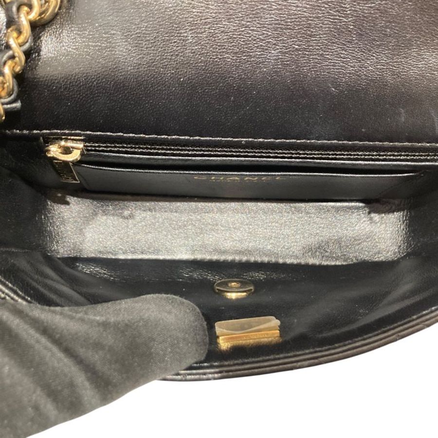 CHANEL 香奈兒 CLASSIC FLAP BAG 18 翻蓋側背包 羊皮 黑色 金釦-7